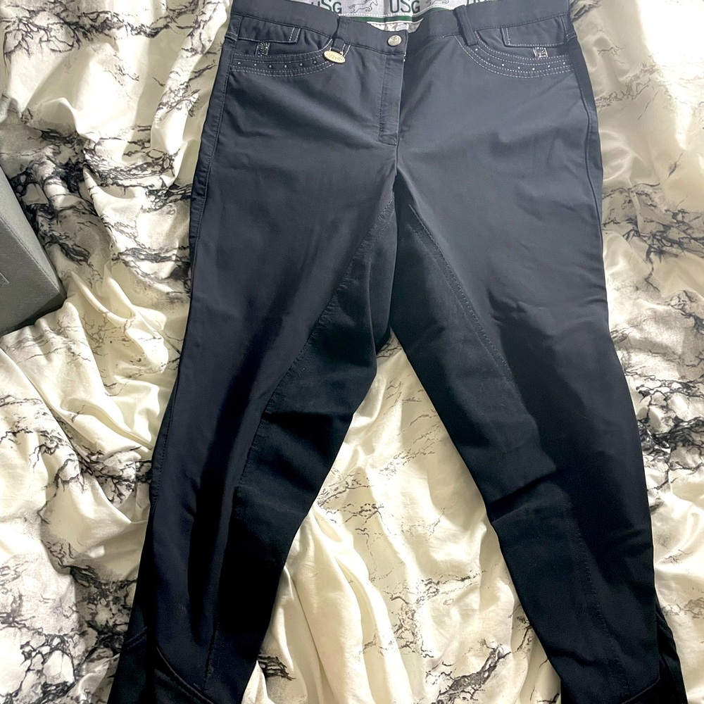 USG Equestrian full seat faux leather breeches